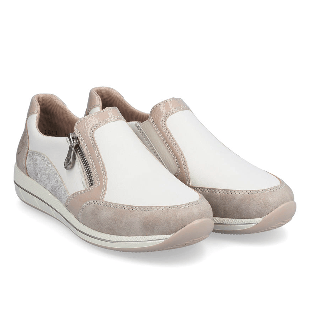 Rieker Schoenen Wijdte H Rieker N1151-61 Wit Combi Instapschoen